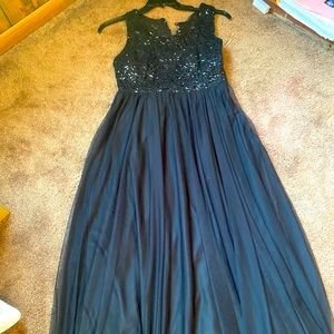 Black mesh dress with sparkles top